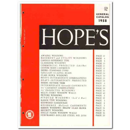 Hopes Windows Inc 1958 vintage catalog awning projected classroom