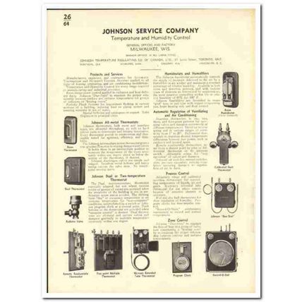 Johnson Control Company 1935 vintage heating catalog temperature humid