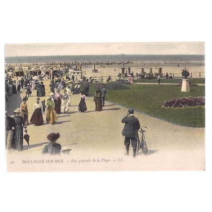 LA PLAGE, BOULOGNE-SUR-MER, FRANCE unused antique postcard /
