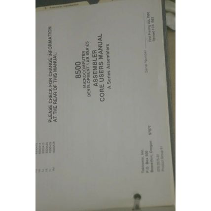 Tektronix 8550 Micro Computer development Lab Operators User's Guide Manual core