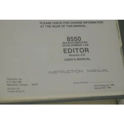 Tektronix 8550 Micro Computer development Lab Operators User's Guide Manual core