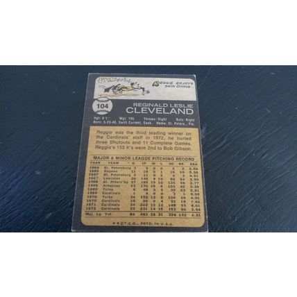 1973 Topps Card # 104 Reggie Cleveland VG-Ex (4) St Louis Cardinals