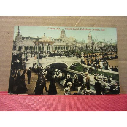 BUSY DAY, FRANCO-BRITISH EXHIBITION, LONDON. 1908 OFFICIAL antique postcard. =