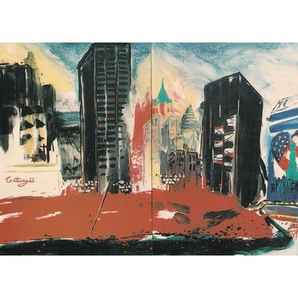 Harald Hoffman De Vere Ground Zero Military Skyscraper Painting Postcard