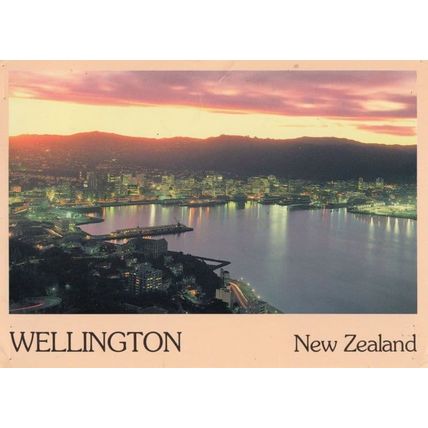 Wellington New Zealand Stunning Sunset Dusk Aerial Postcard