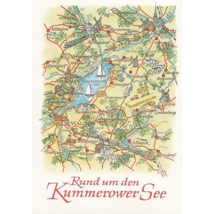 Lake Kummerow See Sea Germany Germany Karte Boat Ship Map Postcard