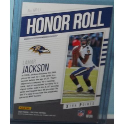 2020 Panini Prestige LAMAR JACKSON (Ravens) Blue Honor Roll #HR-LJ 274/299