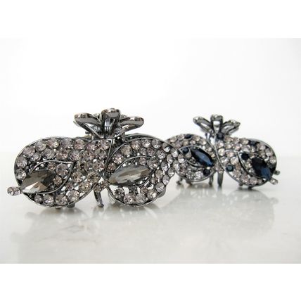 Medium blue or smoke gray crystal leaf metal hair claw clip bridal clip