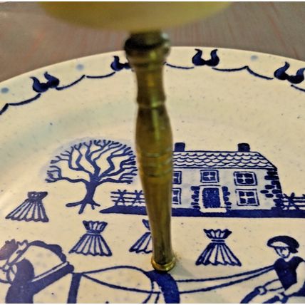Vintage Provincial Blue Poppy Trail 10" Dinner Plate Horse Plow Field Haystacks