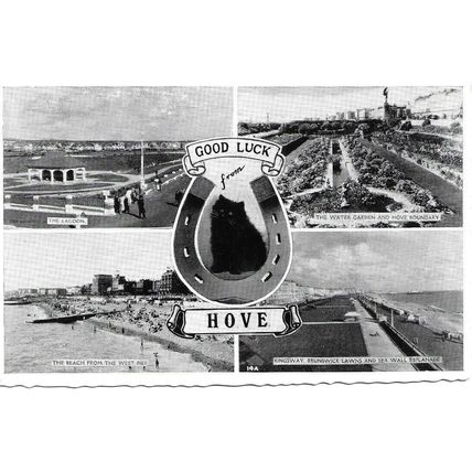 HOVE, Sussex, Multiview Postcard inc. The Lagoon, The Beach, Water Garden