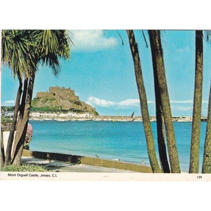 Mont Orgueil Castle Jersey Postcard posted 1982 crease