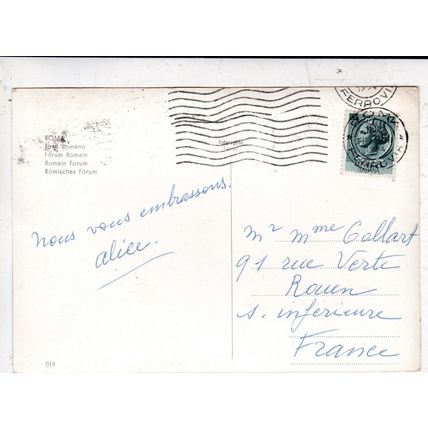 Roma Forum Italy Real Photo Postcard posted 1954 print on face