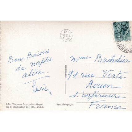 Napoli panorama S Martina Italy Real Photo Postcard posted 1954 VGC