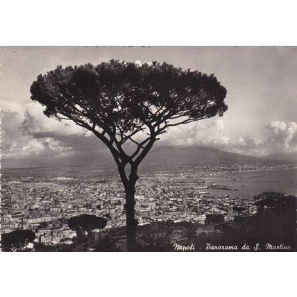 Napoli panorama S Martina Italy Real Photo Postcard posted 1954 VGC