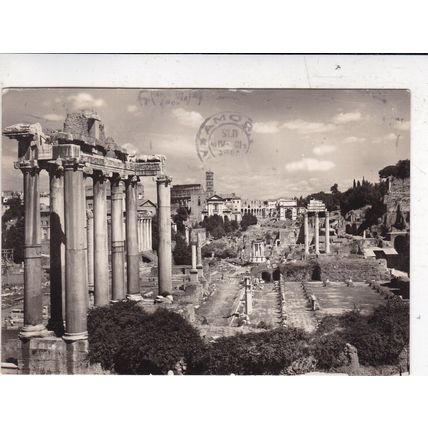 Roma Forum Italy Real Photo Postcard posted 1954 print on face