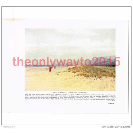 Viareggio, Sea Coast near Cremation Site of Shelley, Italy, Book Illustration (P