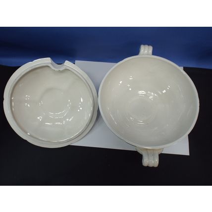 Vintage Blue Peony Japan Handpainted Porcelain Soup Tureen Serving Bowl Dish