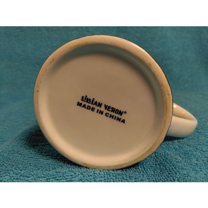 Lillian Vernon Red Cherries & Striped Fence Drinking Coffee Tea Mug Ceramic