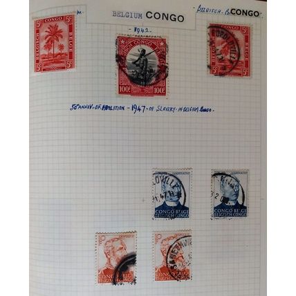 Belgian Congo 1942 with 100F plus 1947 anniversary of slavery abolition