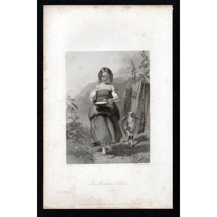 MOUNTAIN CHILD 1841 Charles Heath - Paul Falconer Poole ANTIQUE ENGRAVING