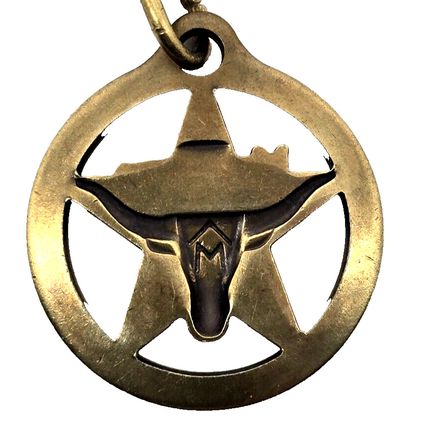 Vintage MARLBORO Keychain Longhorn Steer Star Logo Fob Advertising Cigarettes