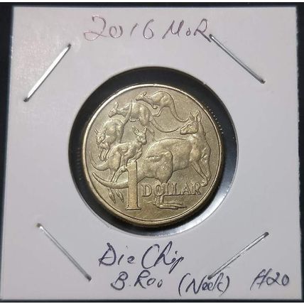 Australia 2016 $1 MoR - Die Chip on Big Kangaroo (Neck) - Circulated