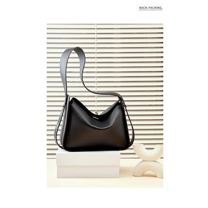 Women Genuine Leather Shoulder Bag College Tote Hobo Bags Black