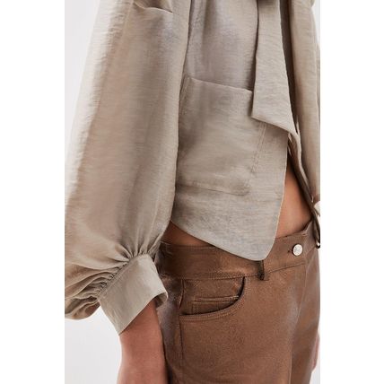 KAREN MILLEN The Founder Champagne Organdie Bow Detail Woven Jacket NEW (RARE)