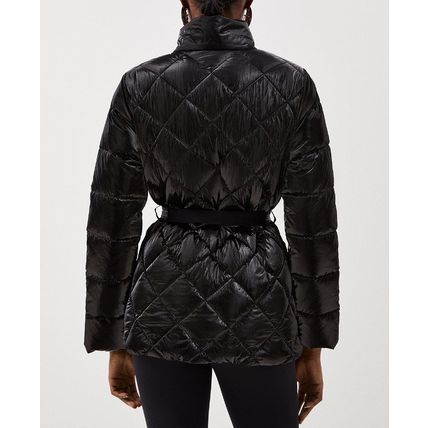 KAREN MILLEN High Shine Vinyl Puffer Quilt Detail Belted Short Coat NEW (RARE)