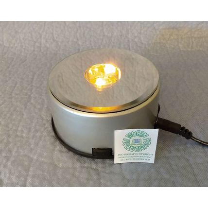 6" TALL CRYSTAL PILLAR LASER ETCHED DESIGN + LED AURORA LIGHTING EFFECT STAND