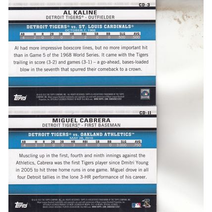 AL KALINE & MIGUEL CABRERA AUTO 2012 DETROIT TIGERS HOF WORLD CHAMPION PLAYERS