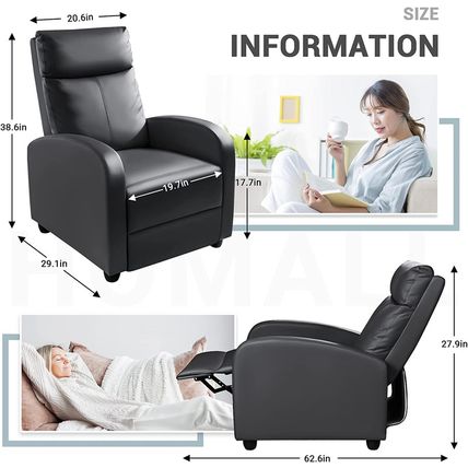 Homall Recliner Chair, Recliner Sofa PU Leather for Adults, Recliners Home Theat