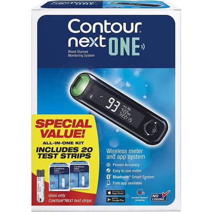 CONTOUR NEXT ONE Blood Glucose Monitoring System All-In-One Kit for Diabetes