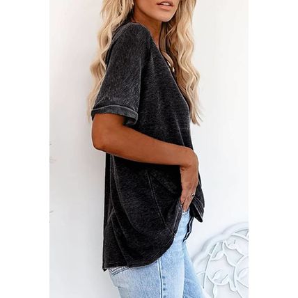 Gray High Low Cuffed Tee