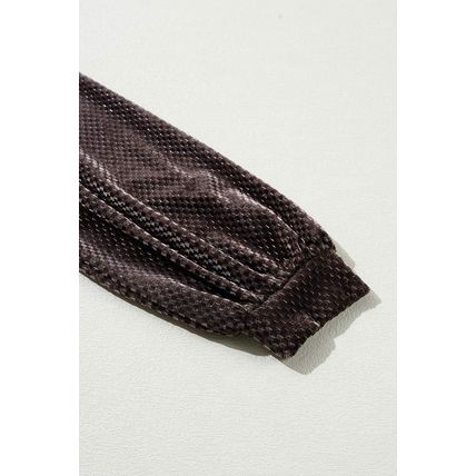 Dark Brown Textured Velvet V Neck Shift Dress