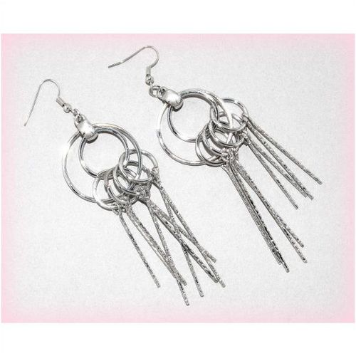 85mm Hoop SilverTwist Spike Dangle Hook Earrings Jewellery 1533