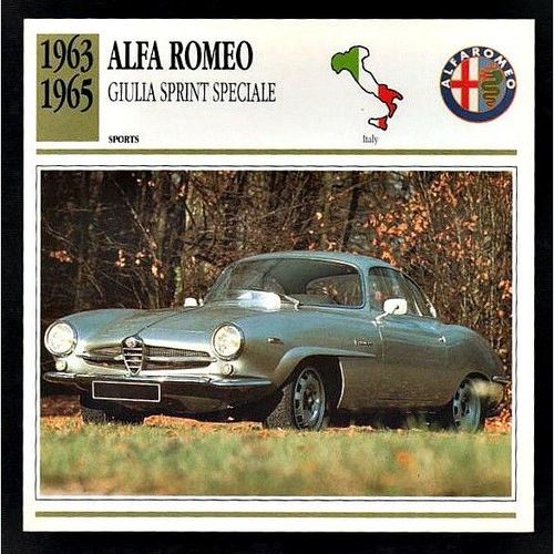 1963-1965 ALPHA ROMEO GIULIA SPRINT SPECIALE Classic Car Photo and Info MaxiCard