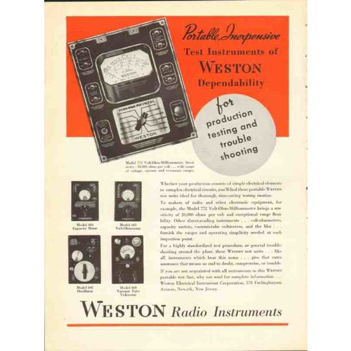 weston electrical instrument co 1936 volt ohm milliammeter vintage ad