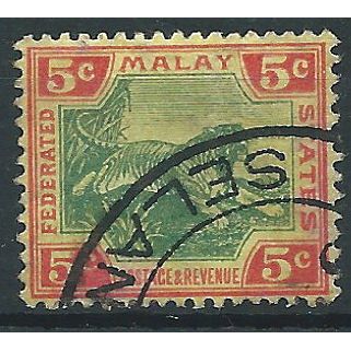 Federated Malay States 1906 SG39 5c Green & Carmine/Yellow Fine Used....