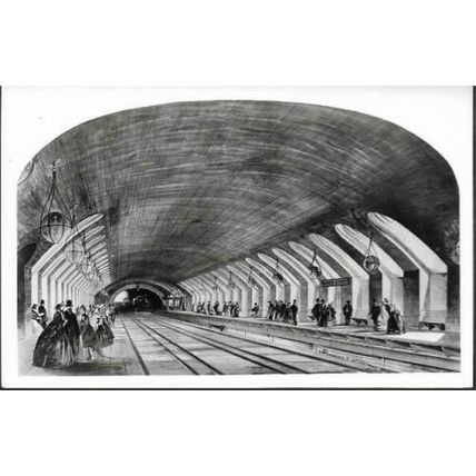 London - Baker Street Underground Station in 1866 - postcard c.1960s
