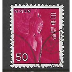 JAPAN 1966 50y RED BUDDHISATTUA STATUE SG1058 FINE USED#