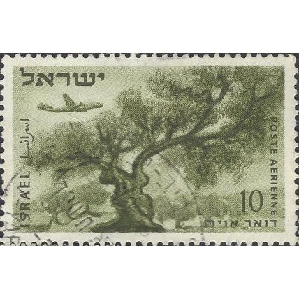 ISRAEL, AIR, Olive Tree in the Judean Mountains, olive green 1954, 120pruta, #2