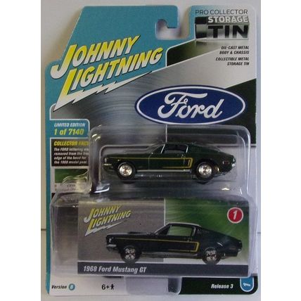 JOHNNY LIGHTNING 1968 FORD MUSTANG GT green 'Storage Tin ' ( 2021)