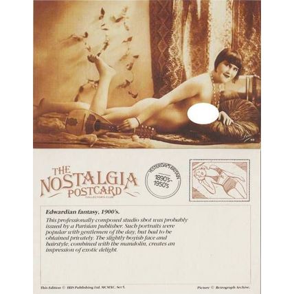 Postcard Edwardian Fantasy Nude Model Mandolin Paris Studio - Nostalgia