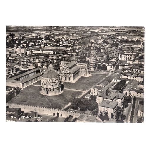 AIR VIEW OF PISA, ITALY . unused vintage postcard