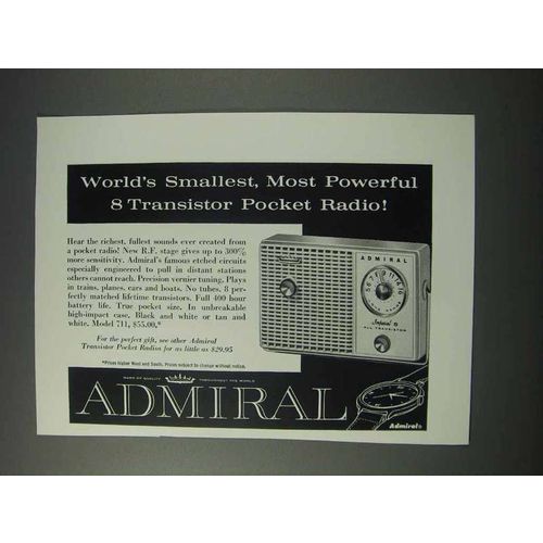 1959 Admiral Model 711 Radio Ad - Most Powerful