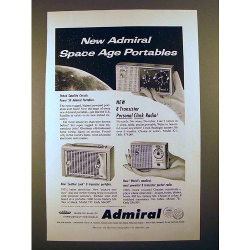 1959 Admiral Model 821, 757, 711 Radio Ad - Space Age!