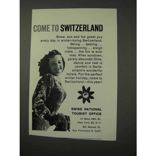 1958 Swiss Tourism Ad - Come To Switzerland