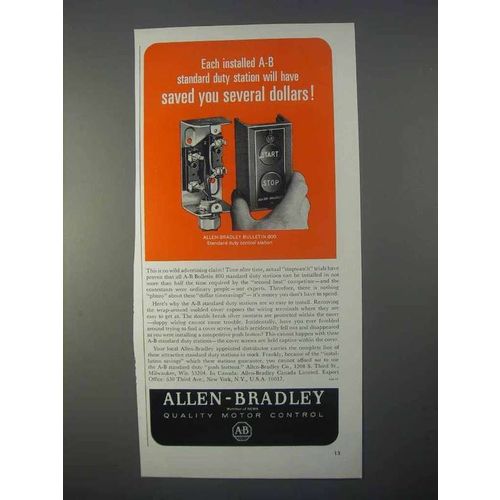 1966 Allen-Bradley Bulletin 800 Control Stations Ad - Saved