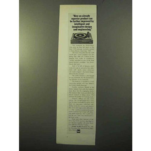 1970 Dual 1219 Turntable Ad - Superior Product